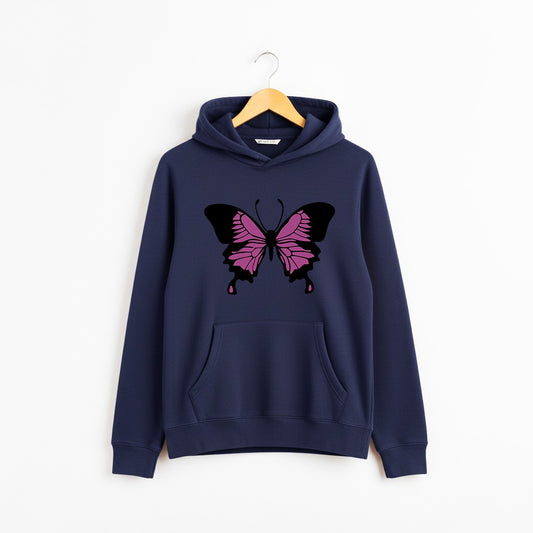 Navy Pink and Black Butterfly Hoodie