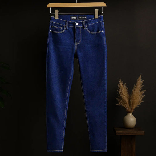 NAVY BLUE High-Waisted Slim-Fit Stretch Denim Jeans