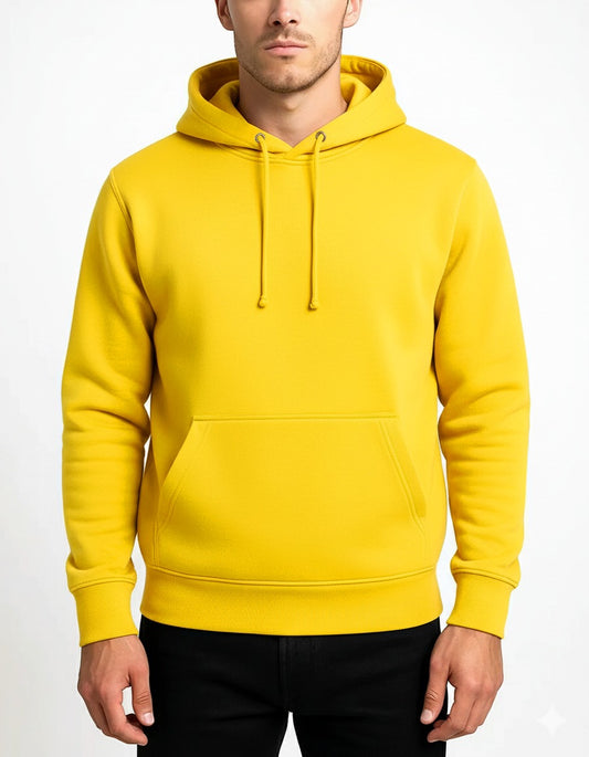 Men's Classic Yallow Pullover Hoodie with Kangaroo Pocket