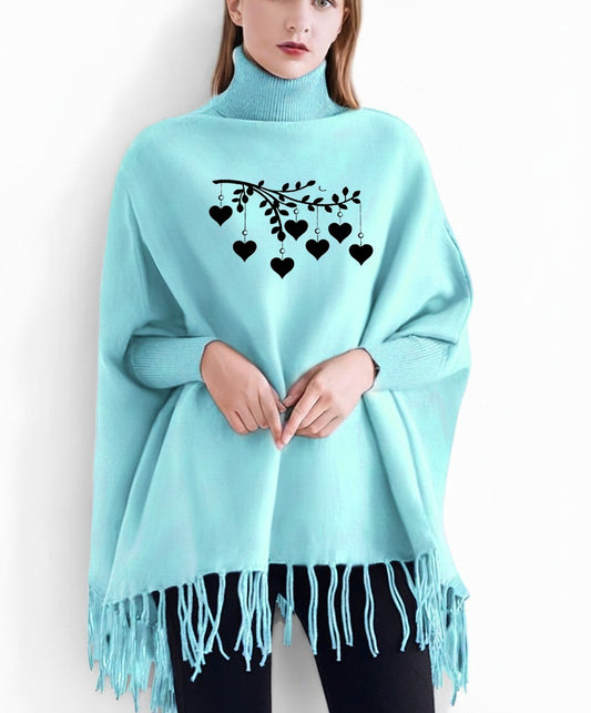 winter printed ponchun for women