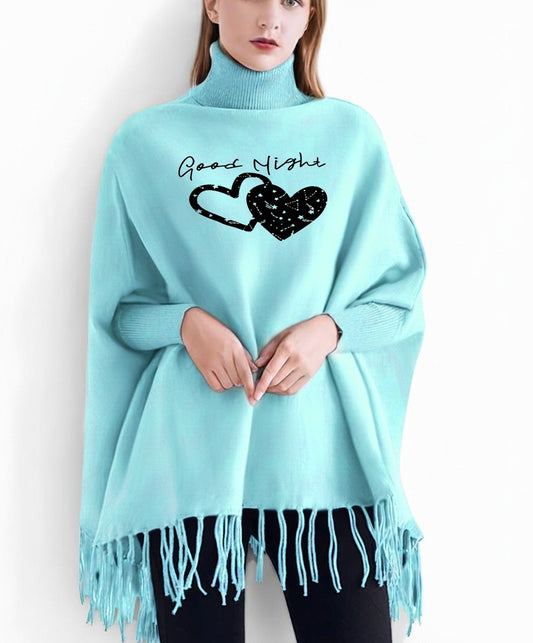 Good Night Printed winter ponchun for women