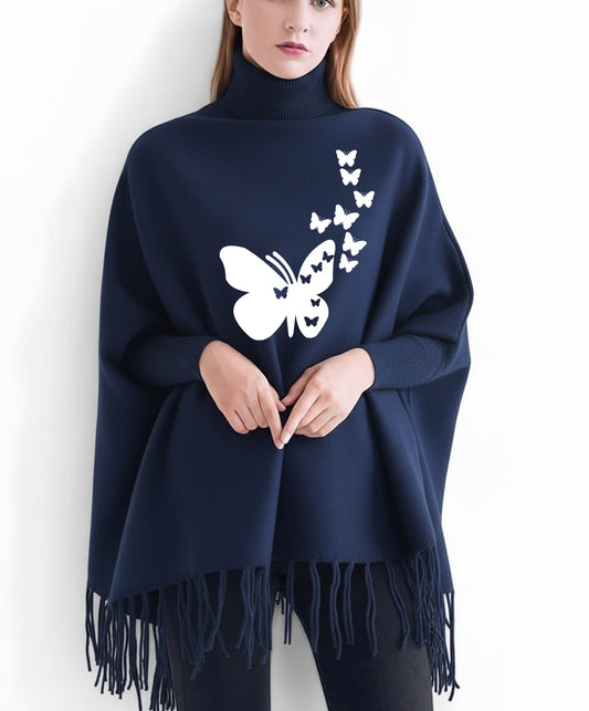 winter printed  ponchun for women