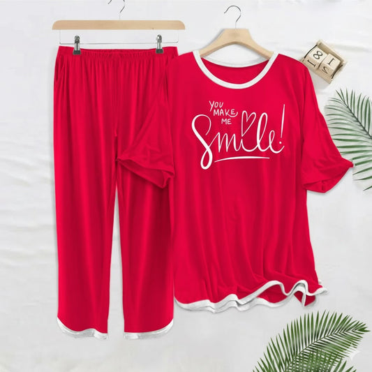 Women's Pajama Set with Smile Print