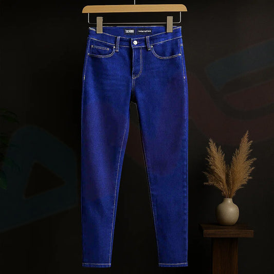 INK BLUE High-Waisted Slim-Fit Stretch Denim Jeans