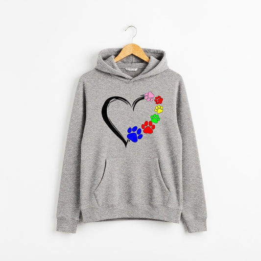 Red Heart and Paw Prints Hoodie