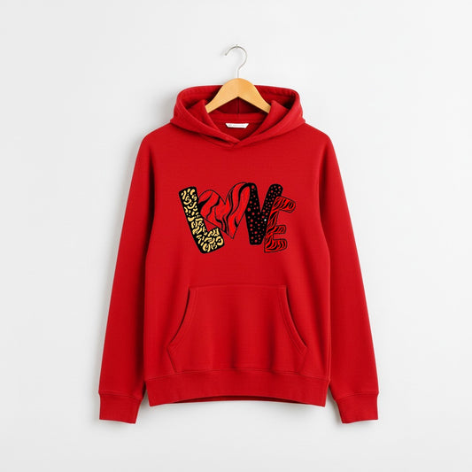 Red Patterned LOVE Hoodie