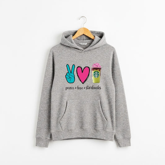 Red Peace Love Starbucks Hoodie