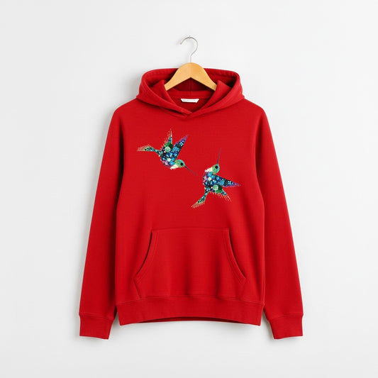 Grey Glitter Hummingbirds Hoodie