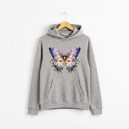 Navy Butterfly and Flowers Hoodie