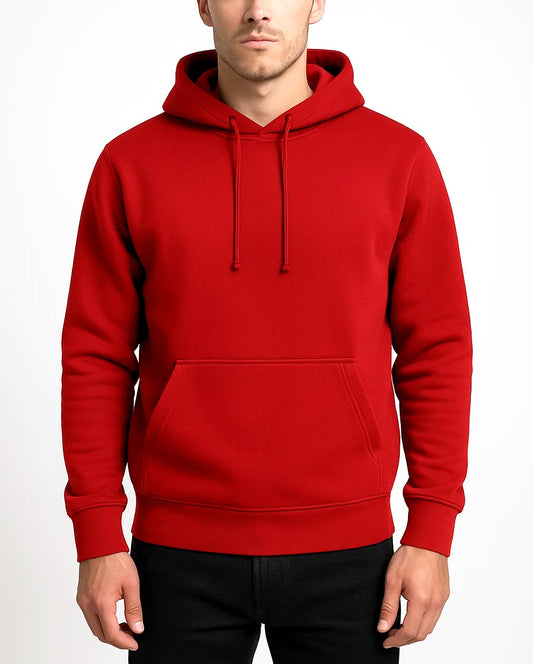 Men's Classic red Pullover Hoodie with Kangaroo Pocket