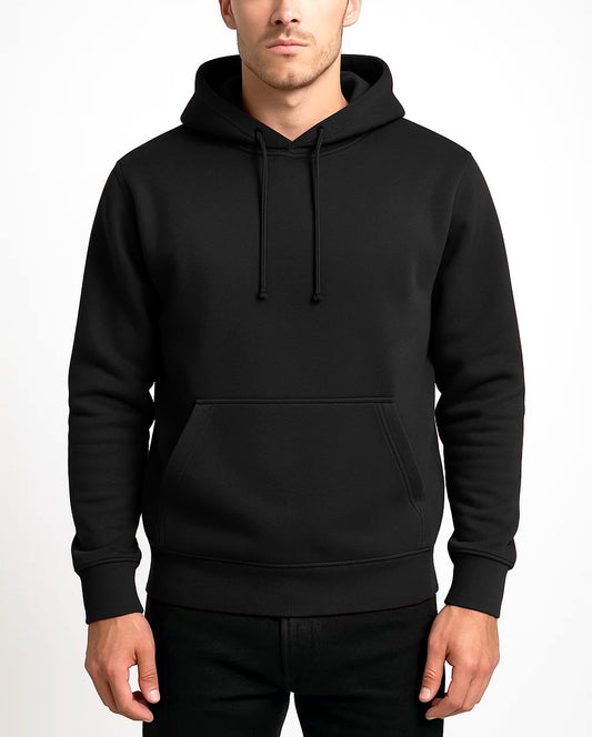 Men's Classic black Pullover Hoodie with Kangaroo Pocket