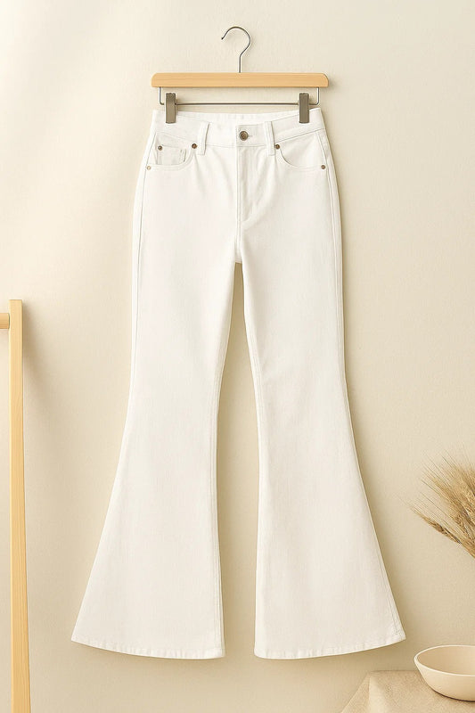 LADIES WHITE WIDE LEG PANT - bell bottom