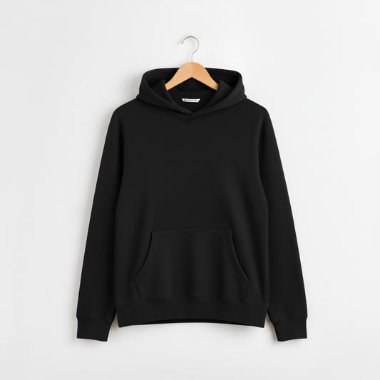 ladies Classic black Pullover Hoodie with Kangaroo Pocket