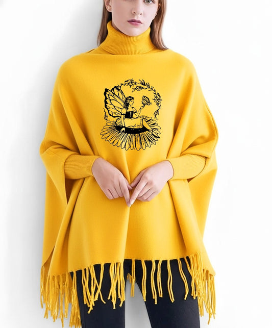 Fairy Printed winter ponchun for women