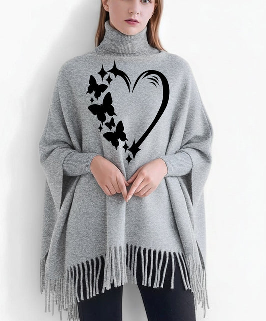 winter printed  ponchun for women